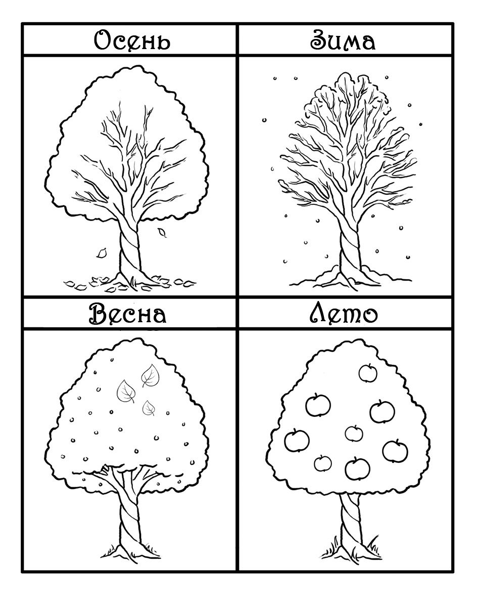 Раскраска времена года иллюстрации на тему времена года...